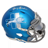 Barry Sanders Autographed Detroit Lions Blue 2023 Alternate Speed Mini Helmet w/Visor Beckett Witnessed