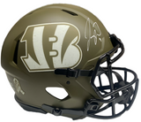 JOE BURROW Autographed Cincinnati Bengals 2022 Salute to Service Speed Authentic Helmet FANATICS