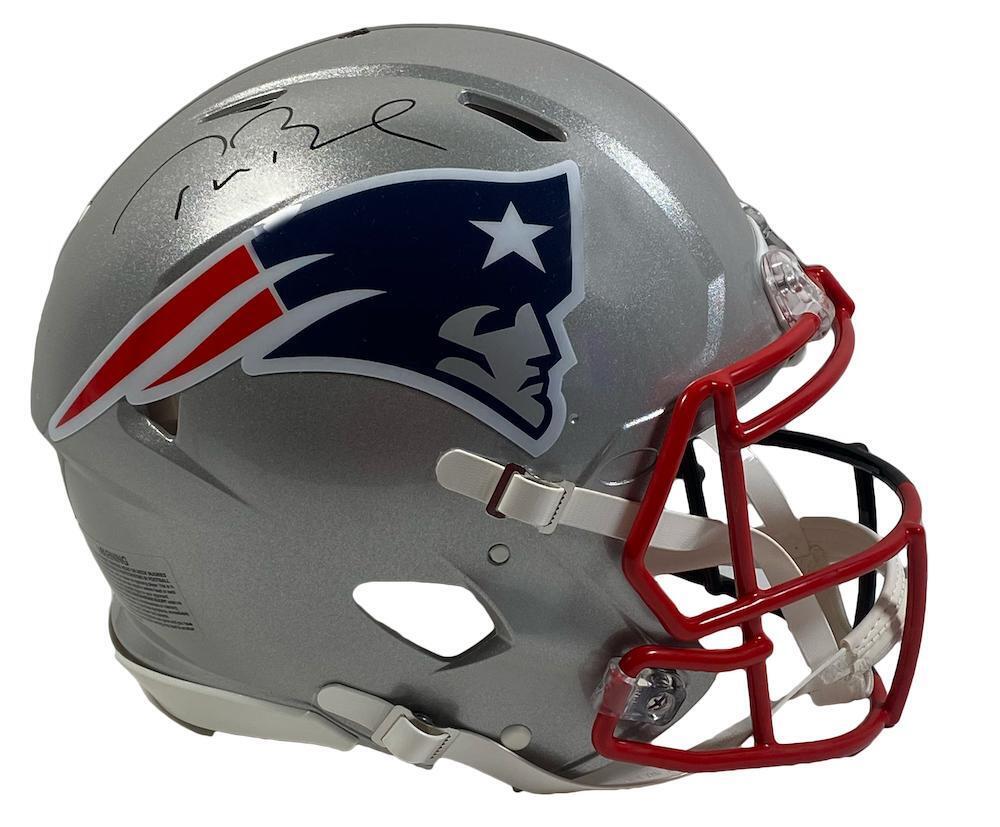 TOM BRADY Patriots Side Autographed Patriots / Buccaneers Combo Speed Authentic Helmet FANATICS