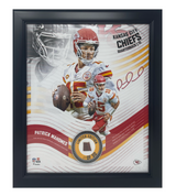 Patrick Mahomes Kansas City Chiefs White Uniform Framed 15" x 17" Game Used Football Collage LE 15/50