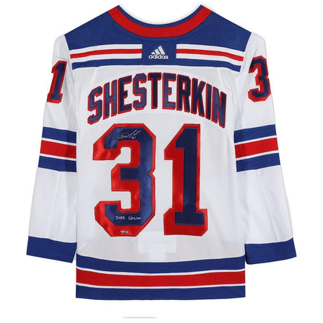 IGOR SHESHTERKIN Autographed/Inscribed "22 VEZINA" New York Rangers White Adidas Authentic Jersey FANATICS