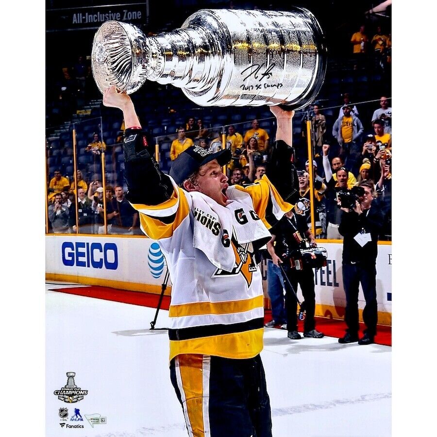 JAKE GUENTZEL Autographed/Inscribed "17 SC Champs" Pittsburgh Penguins 16" x 20" Photograph FANATICS