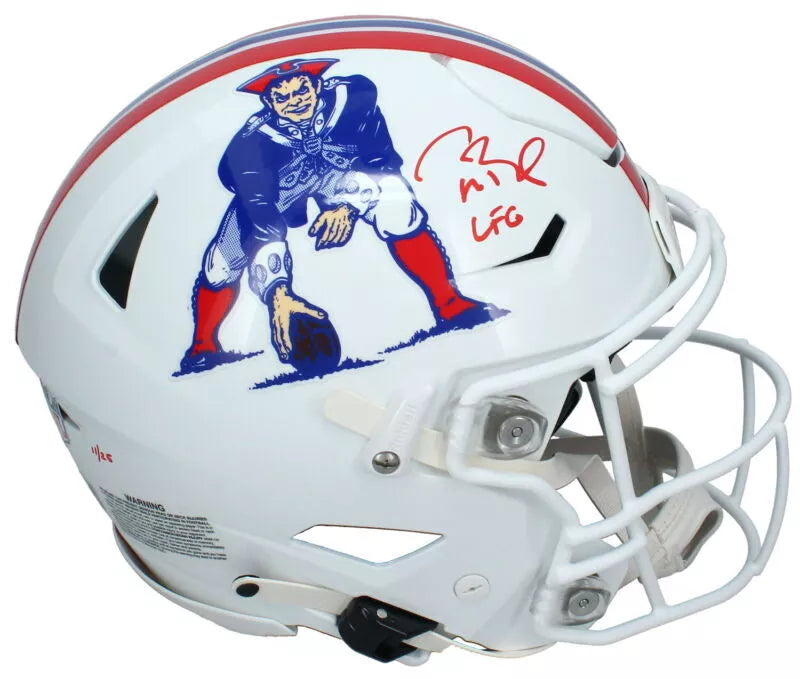 Tom Brady Autographed/Inscribed "LFG" New England Patriots 1982-89 Throwback Speedflex Authentic Helmet LE 25