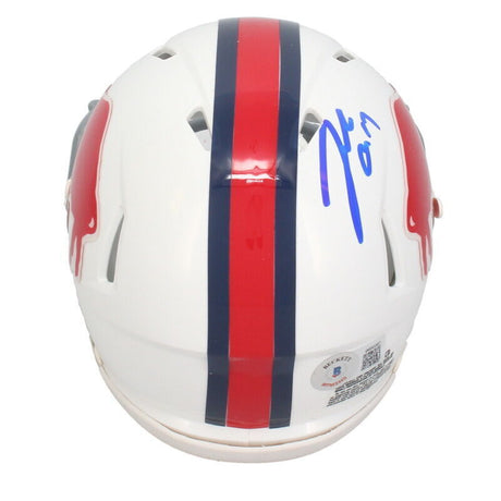 Josh Allen Autographed Buffalo Bills 1965-73 Throwback Speed Mini Helmet Beckett Witnessed