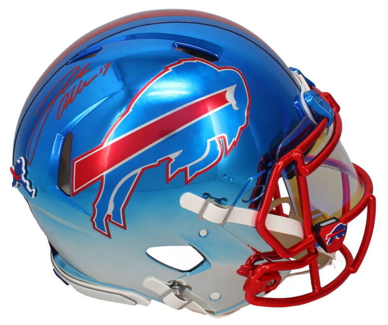 Josh Allen Autographed Buffalo Bills Chrome Speed Authentic Helmet Signed In Red LE 17/17 GDL/Beckett Witnessed