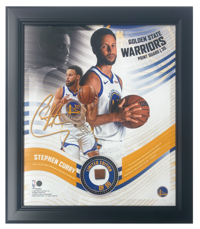 Stephen Curry Warriors White Jersey Framed 15" x 17" Game Used Basketball Collage LE 1/50