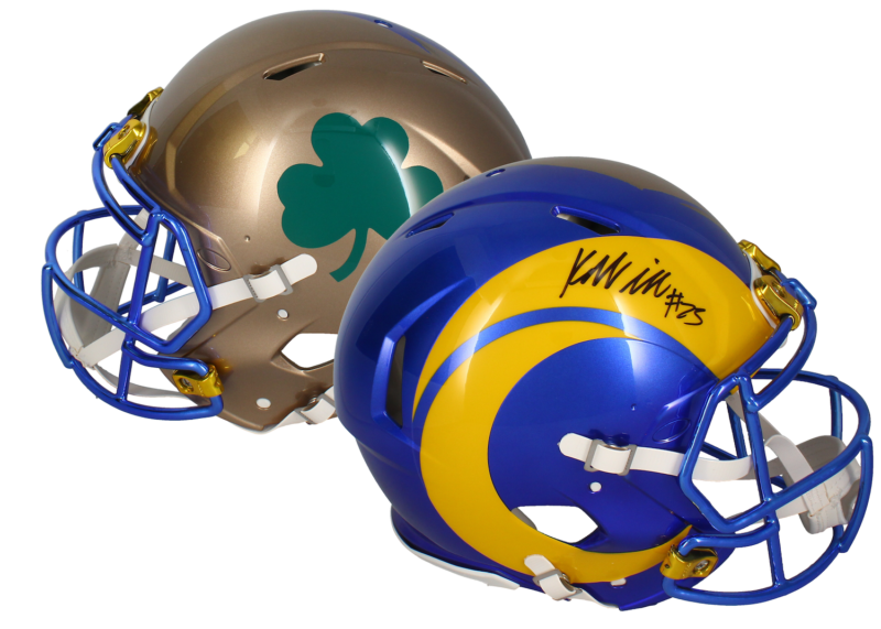 Kyren Williams Autographed Los Angeles Rams/Notre Dame Fighting Irish ECC Custom Painted Rip Speed Authentic Helmet Beckett Witnessed