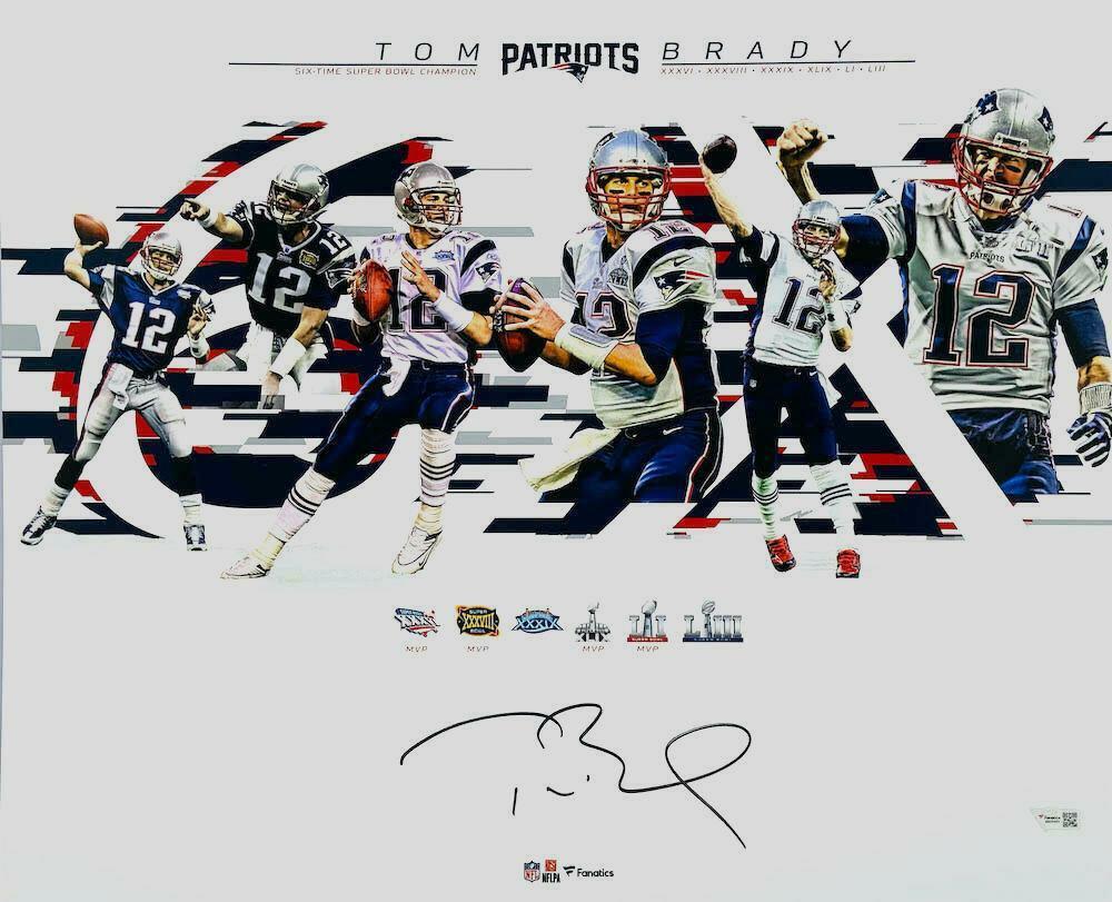 TOM BRADY Autographed New England Patriots 6x SB Collage 16" x 20" Photograph FANATICS