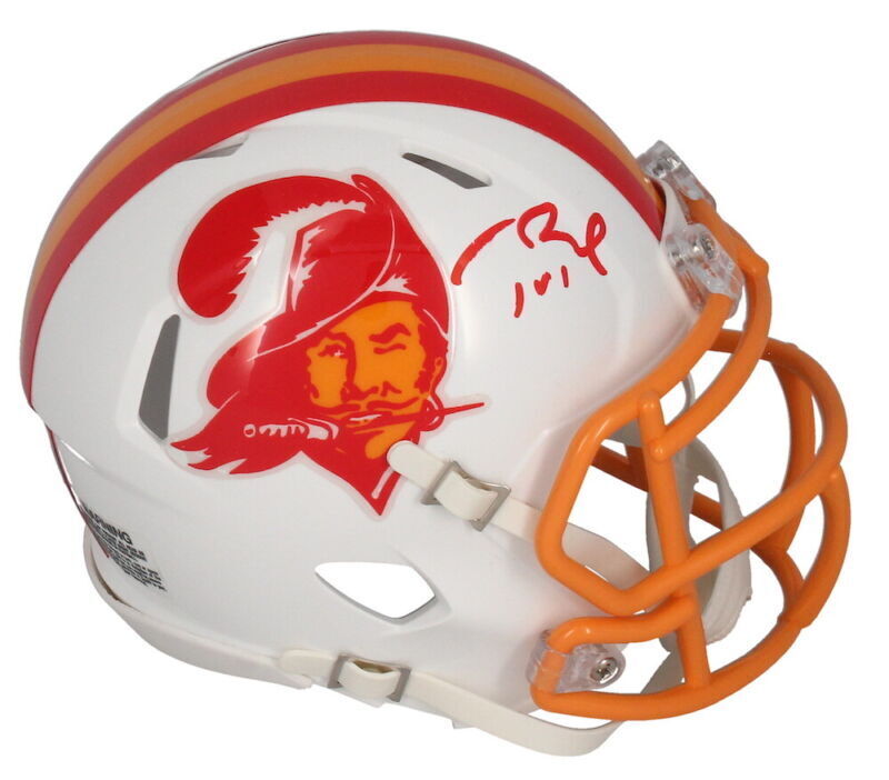 Tom Brady Autographed Tampa Bay Buccaneers 1976-96 Throwback Speed Mini Helmet Fanatics