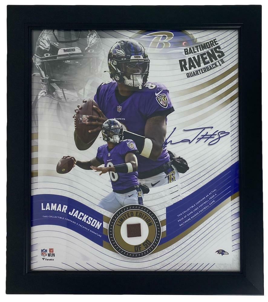 Lamar Jackson Framed Baltimore Ravens 15" x 17" Game Used Football Collage LE 50