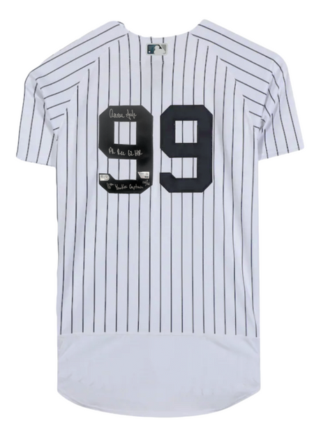 Aaron Judge Autographed/Multi-Inscribed "AL Rec 62 HR 16th Yankee Captain" New York Yankees Nike White Pinstripe Authentic Jersey Fanatics LE 16/16 (GDL Exclusive)