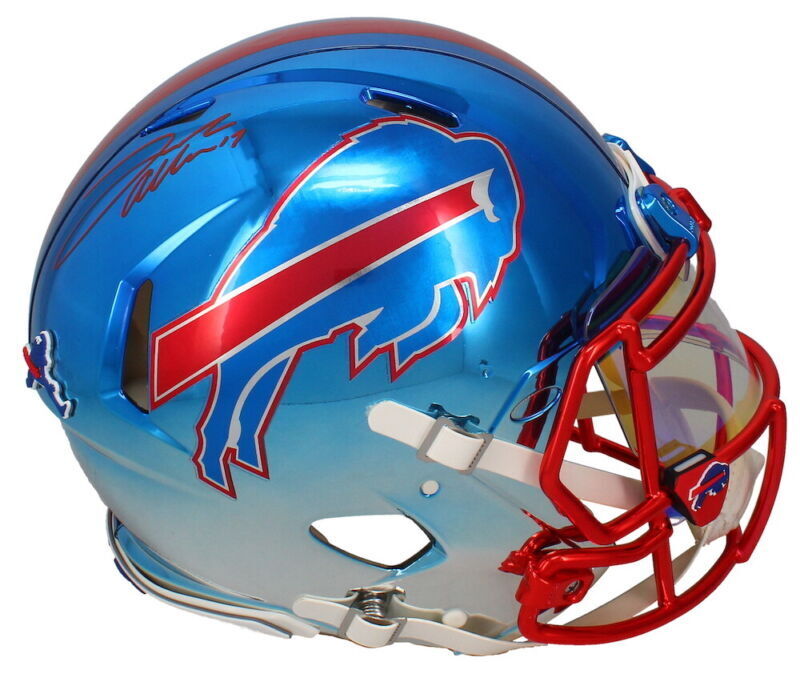 Josh Allen Autographed Buffalo Bills Chrome Speed Authentic Helmet Signed In Red LE 1/17 GDL/Beckett Witnessed