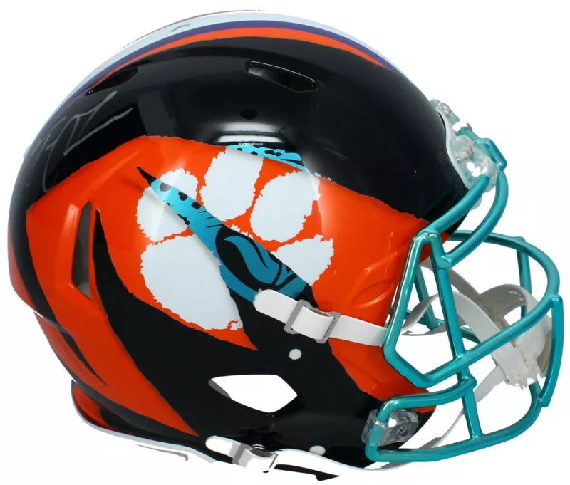 Trevor Lawrence Autographed Jacksonville Jaguars/Clemson Tigers ECC Custom Ripped Speed Authentic Helmet Fanatics