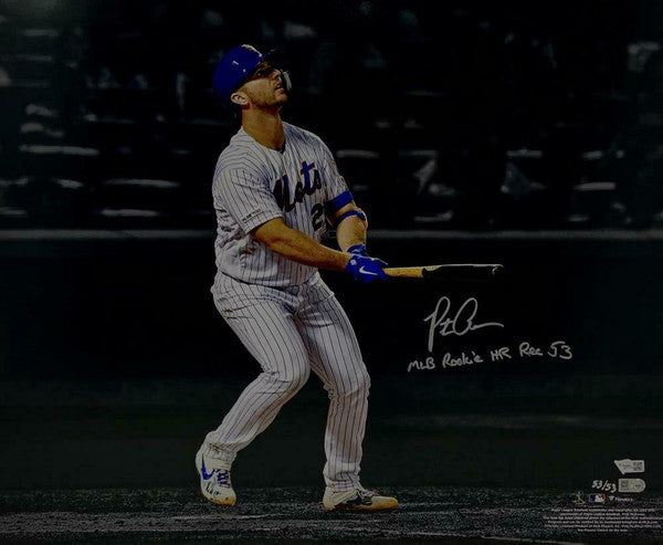 PETE ALONSO Autographed New York Mets MLB HR Rookie Rec 53 16x20 Photograph FANATICS LE 53/53