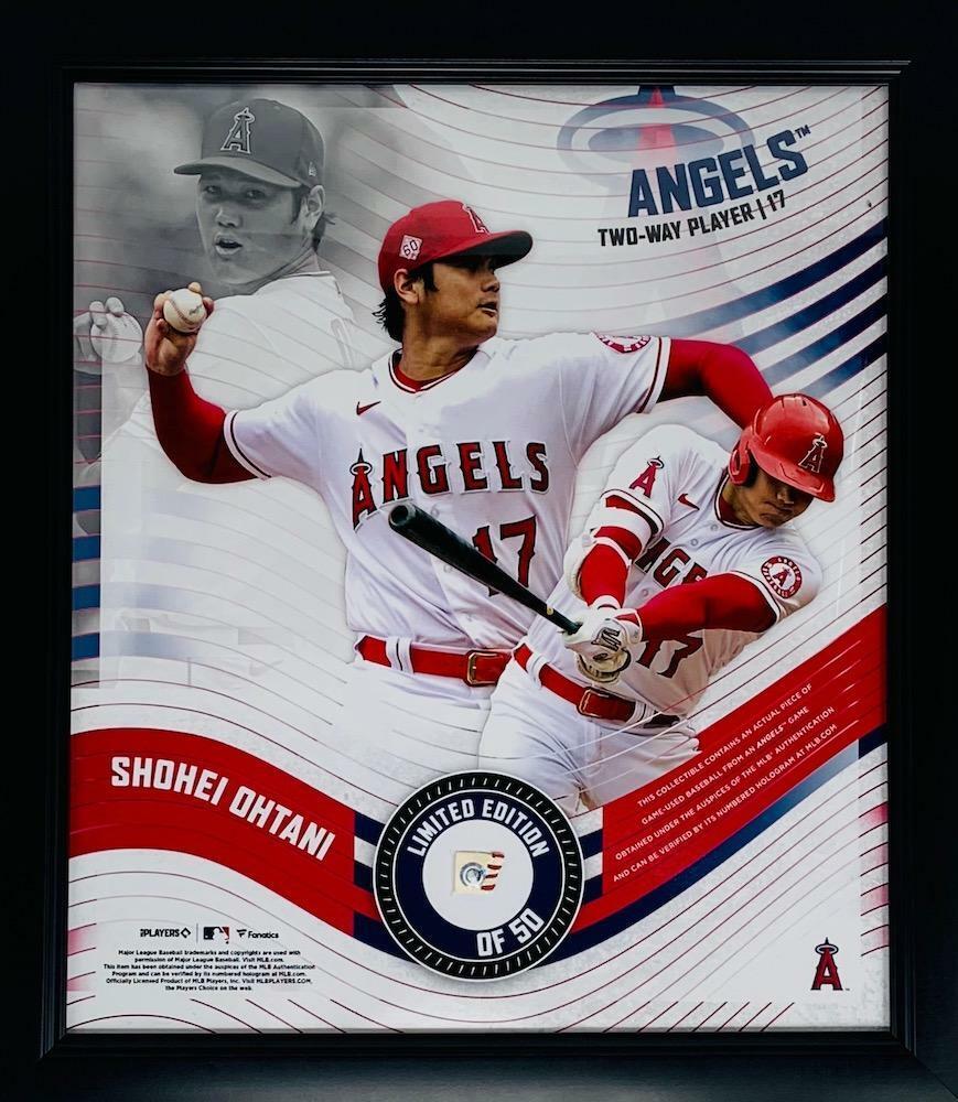 Shoehei Ohtani Los Angeles Angels Framed 15" x 17" Game Used Baseball Display LE 50