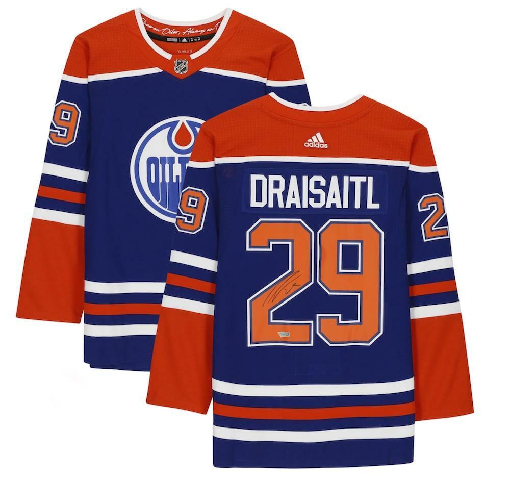 LEON DRAISAITL Autographed Edmonton Oilers Blue Adidas Authentic Jersey FANATICS