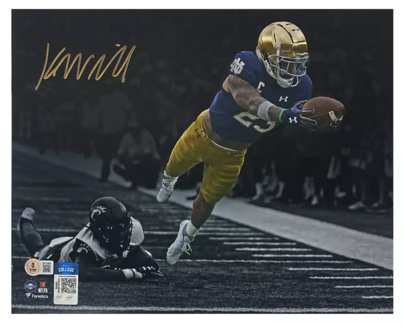 Kyren Williams Autographed Notre Dame Fighting Irish "Diving TD" 11" x 14" Spotlight Photograph