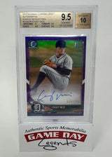 Casey Mize Detroit Tigers 2018 Bowman Chrome Draft Autographs Purple Refractor 1st Bowman #CDACM LE 030/250 BGS 9.5 10 AUTO GEM MINT