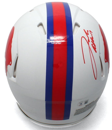 Josh Allen Autographed Buffalo Bills 1965-73 Throwback Speed Authentic Helmet Beckett Witnessed