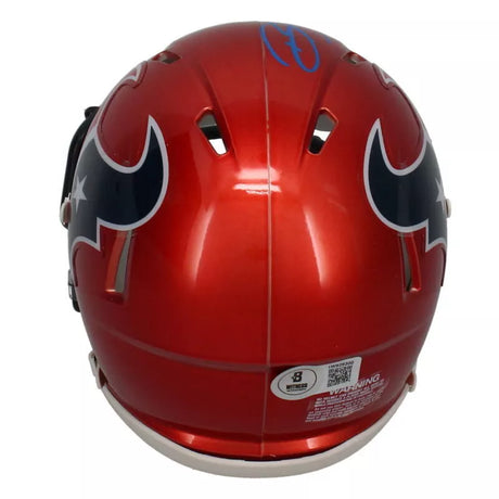 Dalton Schultz Autographed (in Blue) Houston Texans Red 2022 Alternate Speed Mini Helmet Beckett Witnessed