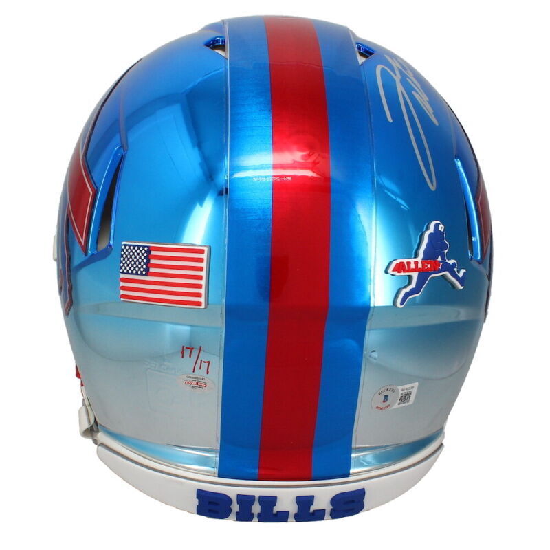 Josh Allen Autographed Buffalo Bills Chrome Speed Authentic Helmet (Signed in Silver) GDL/Beckett Witnessed LE 17/17