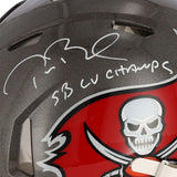 TOM BRADY Autographed/Inscribed "SB LV Champs" Tampa Bay Buccaneers Speed Authentic Helmet FANATICS