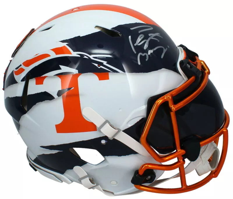 Peyton Manning Autographed Denver Broncos/Tennessee Volunteers ECC Custom "Ripped" Helmet Fanatics