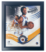 Stephen Curry Warriors White Jersey Framed 15" x 17" Game Used Basketball Collage LE 50