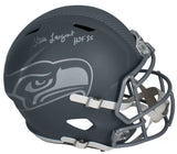 Steve Largent Autographed/Inscribed "HOF 95" Seattle Seahawks Slate Speed Full Size Helmet Beckett Witnessed