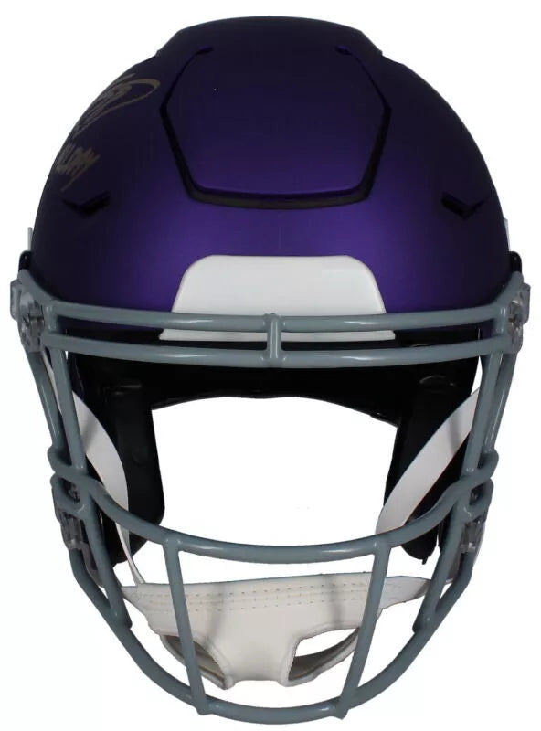 Adrian Peterson Autographed/Inscribed "ALL DAY" Minnesota Vikings 2023 Alternate Tribute Speedflex Authentic Helmet Beckett Witnessed