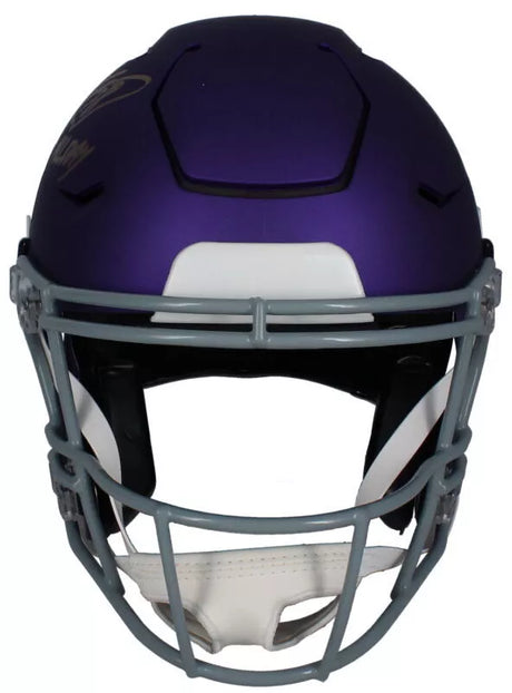 Adrian Peterson Autographed/Inscribed "ALL DAY" Minnesota Vikings 2023 Alternate Tribute Speedflex Authentic Helmet Beckett Witnessed