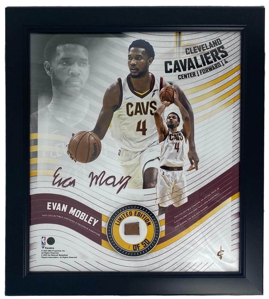 EVAN MOBLEY Framed Cleveland Cavaliers 15" x 17" Game Used Basketball Collage LE 1/50