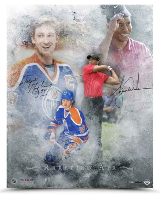 Tiger Woods / Wayne Gretzky Dual Signed "Rarified Air" 16x20 UDA LE 100