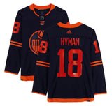 ZACH HYMAN Autographed Edmonton Oilers Navy Alternate Adidas Jersey FANATICS