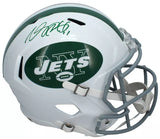 Davante Adams Autographed New York Jets White 2024 Alternate Onfield Classic Speed Full Size Helmet Beckett Witnessed