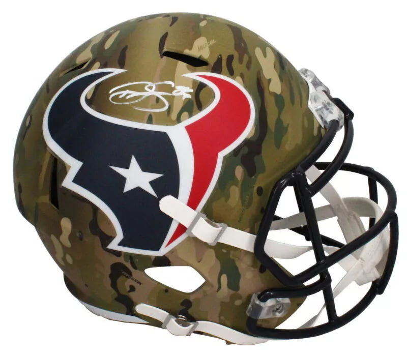 Dalton Schultz Autographed Houston Texans Speed CAMO Full Size Helmet Beckett Witnessed