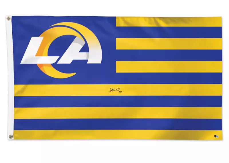 Kyren Williams Autographed Los Angeles Rams 3' x 5' Stars & Stripes Deluxe Flag Beckett Witnessed