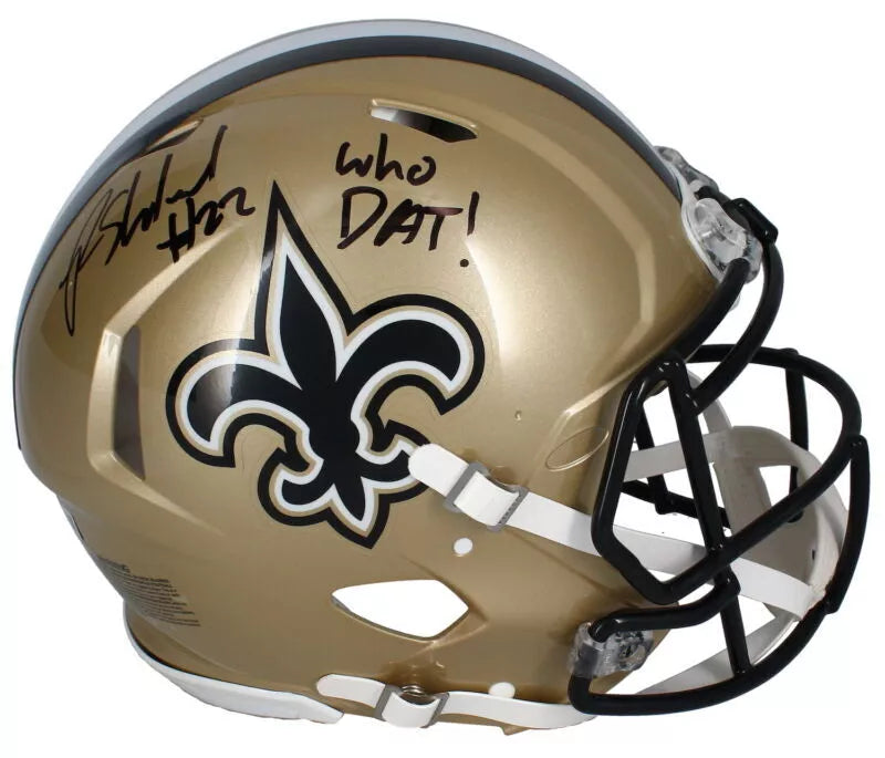 Rashid Shaheed Autographed/Inscribed "WHO DAT!" New Orleans Saints Speed Authentic Helmet Beckett Witnessed