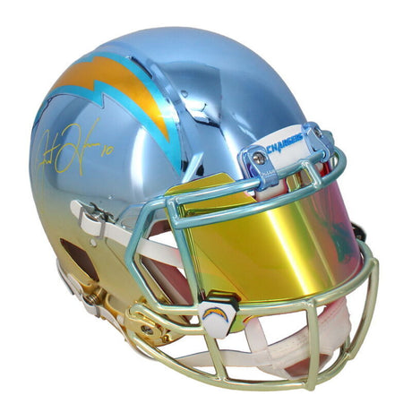 Justin Herbert Autographed Los Angeles Chargers Spectra Chrome Speed Authentic Helmet LE 10/10 Beckett Witnessed