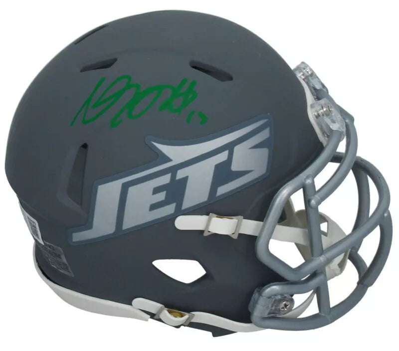 Davante Adams Autographed New York Jets Slate Speed Mini Helmet Beckett Witnessed