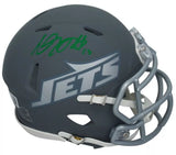 Davante Adams Autographed New York Jets Slate Speed Mini Helmet Beckett Witnessed