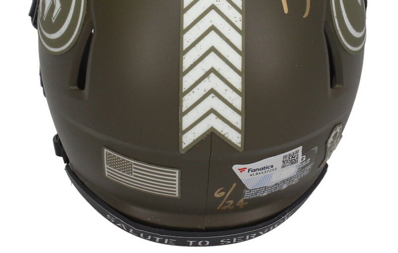 Jerry Rice/Joe Montana Dual Autographed San Francisco 49ers 2022 Salute to Service Speed Mini Helmet Fanatics LE 24