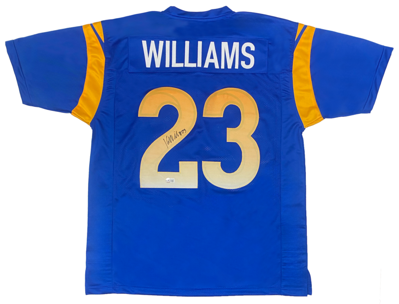 Kyren Williams Autographed Royal Blue #23 Custom Jersey Beckett Witnessed