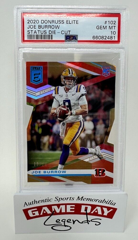 Joe Burrow LSU Tigers 2020 Donruss Elite Status Die-Cut #102 3/24 PSA GEM MT 10 Rookie Card