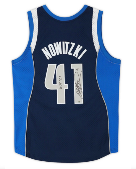 Dirk Nowitzki Autographed/Inscribed "HOF' 23" Dallas Mavericks Navy Blue Mitchell & Ness 2010-11 Swingman Jersey Fanatics