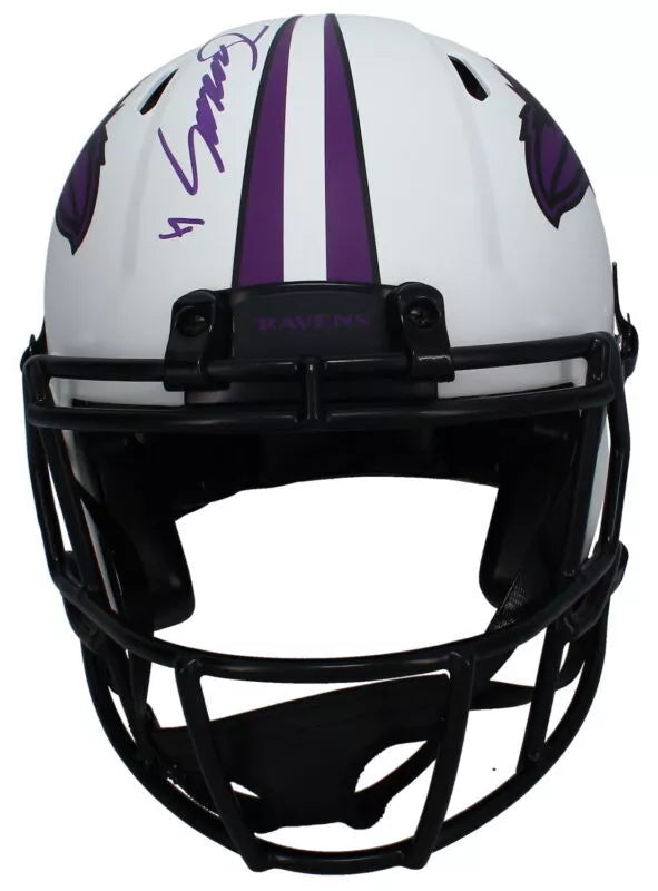 Zay Flowers Autographed Baltimore Ravens Speed Lunar Eclipse Authentic Helmet JSA Witnessed