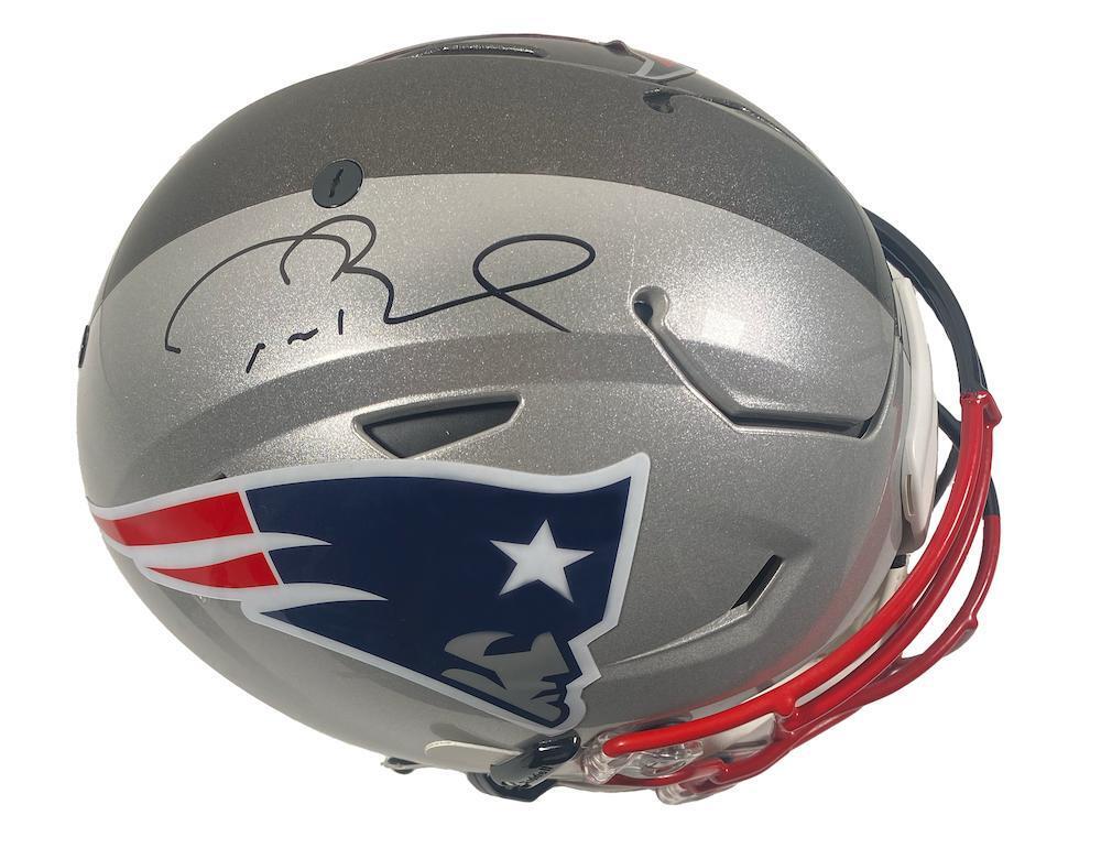 Tom Brady Patriots Side Autographed Patriots / Buccaneers Combo Speedflex Helmet Fanatics