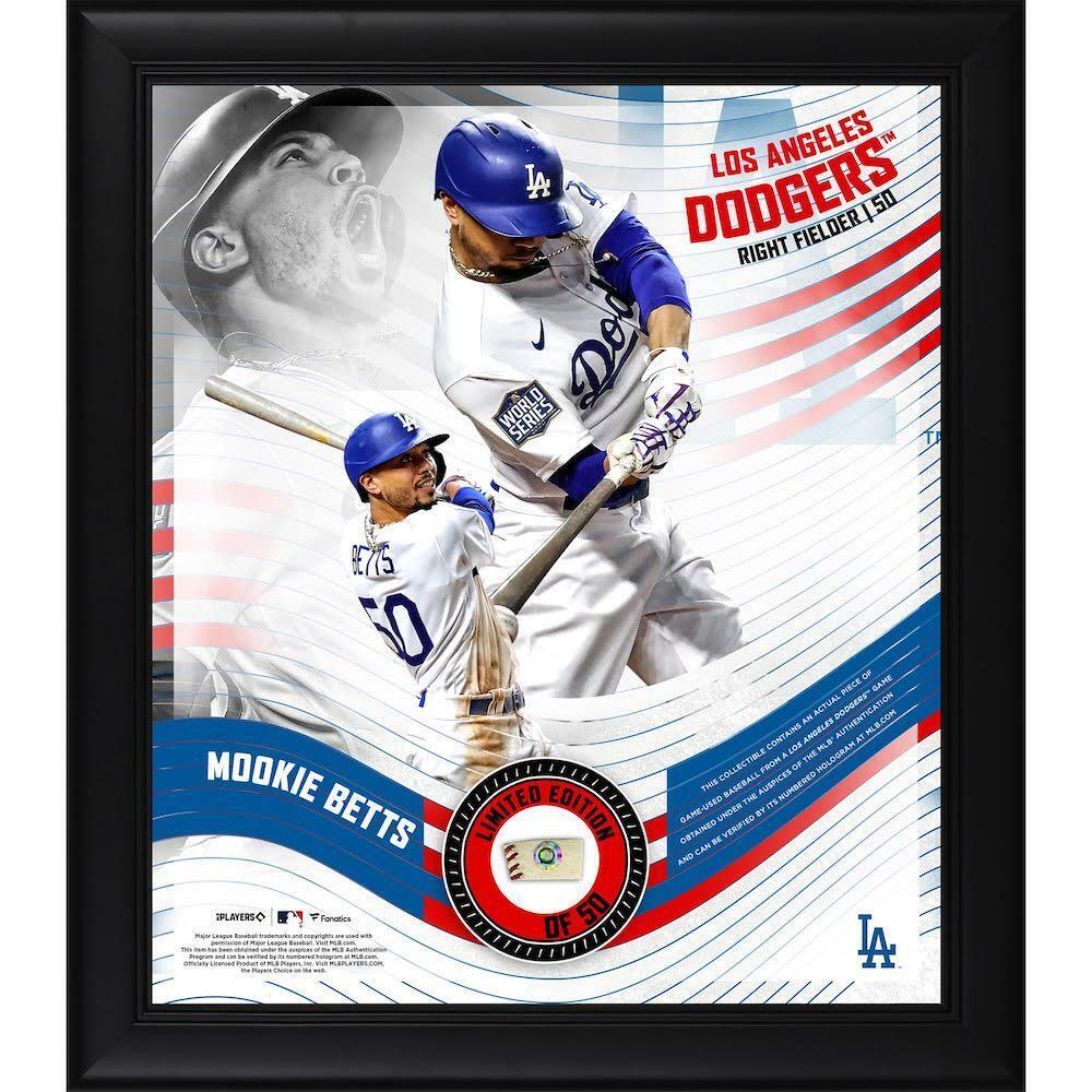 Mookie Betts Los Angeles Dodgers Framed 15" x 17" Game Used Baseball Display LE 50