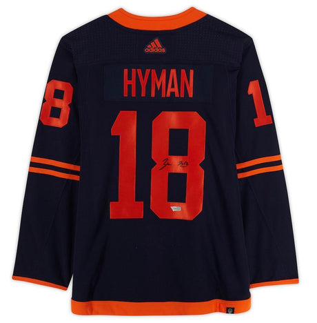 ZACH HYMAN Autographed Edmonton Oilers Navy Alternate Adidas Jersey FANATICS