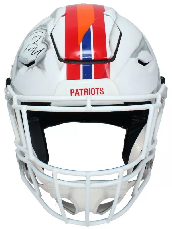 Tom Brady Autographed New England Patriots/Tampa Bay Buccaneers ECC Custom Ripped Throwback Styles Speedflex Authentic Helmet Fanatics